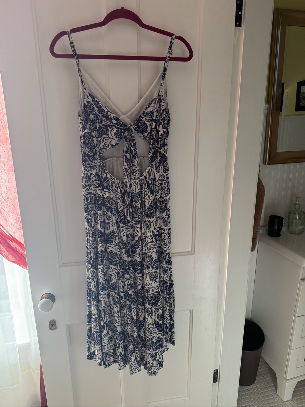 Gucci White and Navy Floral Cutout Maxi Dress